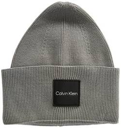 Calvin Klein Herren FINE Cotton Rib Beanie K50K509682 Gestrickte Mütze, Grau (Grey Fog), OS von Calvin Klein Jeans