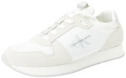 Calvin Klein Herren Runner Sneaker Sock Laceup Nylon-Leather Sportschuhe, Weiß Triple Bright White, 44 EU von Calvin Klein Jeans