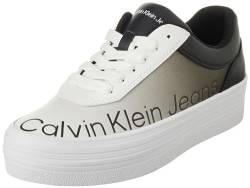 Calvin Klein Jeans Damen Bold Vulc FLATF Low LTH IN SAT YW0YW01293 Vulkanisierte Sneaker, Schwarz (Black/Oyster Mushroom/Bright White), 40 EU von Calvin Klein Jeans