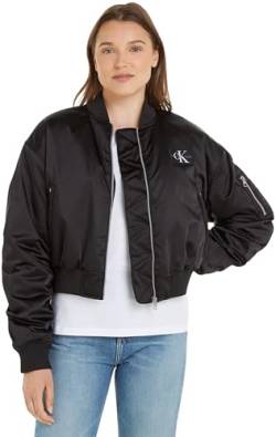 Calvin Klein Jeans Damen Bomberjacke Satin Bomber Übergangsjacke, Schwarz (Ck Black), XL von Calvin Klein Jeans