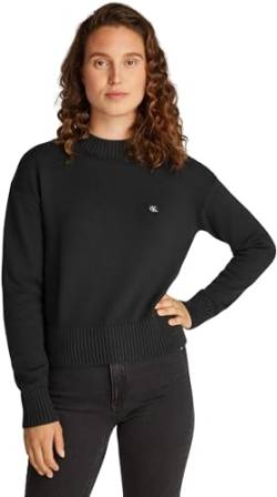 Calvin Klein Jeans Damen CK EMBRO BADGE SWEATER J20J222987, Black (CK Black), L von Calvin Klein Jeans