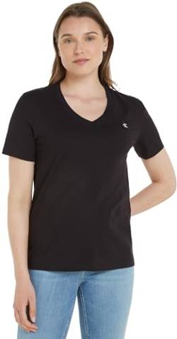 Calvin Klein Jeans Damen CK EMBRO BADGE V-NECK TEE J20J222560, Black (CK Black), S von Calvin Klein Jeans