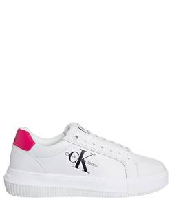 Calvin Klein Jeans Damen Chunky Sole Sneaker Chunky Cupsole Laceup Schuhe, Weiß (White/Raspberry Sorbet), 37 von Calvin Klein Jeans