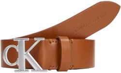 Calvin Klein Jeans Damen Gürtel Round Mono Belt aus Leder, Braun (Cognac), 100 cm von Calvin Klein Jeans