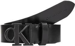 Calvin Klein Jeans Damen Gürtel Round Mono Belt aus Leder, Schwarz (Black/Black), 110 cm von Calvin Klein Jeans