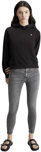 Calvin Klein Jeans Damen Hoodie Ck Embro Badge Regular mit Kapuze, Schwarz (Ck Black), XS von Calvin Klein Jeans