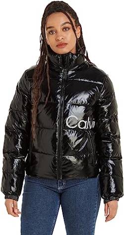 Calvin Klein Jeans Damen Jacke Shiny Short Fitted Winterjacke, Schwarz (Ck Black), 3XL von Calvin Klein Jeans