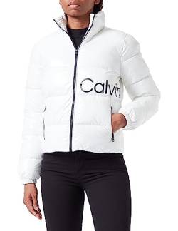Calvin Klein Jeans Damen Jacke Shiny Short Fitted Winterjacke, Weiß (Ivory), 3XL von Calvin Klein Jeans