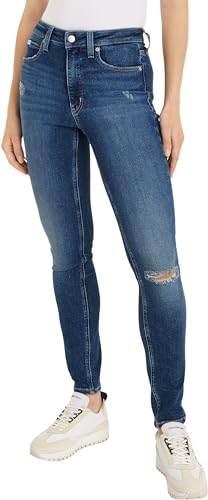 Calvin Klein Jeans Damen Jeans High Rise Skinny Fit, Blau (Denim Dark), 27W/30L von Calvin Klein Jeans