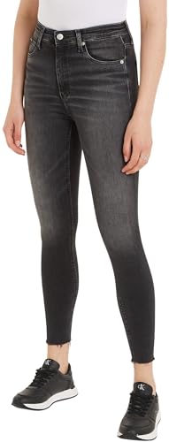 Calvin Klein Jeans Damen Jeans High Rise Super Skinny Ankle Skinny Fit, Schwarz (Denim Black), 27 von Calvin Klein Jeans