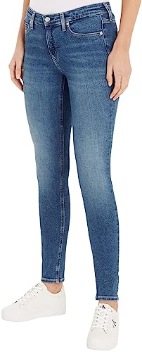 Calvin Klein Jeans Damen Jeans Mid Rise Skinny Fit, Blau (Denim Dark), 25W / 30L von Calvin Klein Jeans