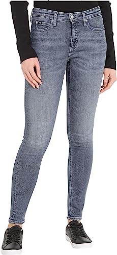 Calvin Klein Jeans Damen Jeans Mid Rise Skinny Fit, Grau (Denim Grey), 24W / 30L von Calvin Klein Jeans