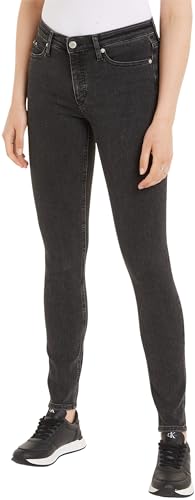 Calvin Klein Jeans Damen Jeans Mid Rise Skinny Fit, Schwarz (Denim Black), 26W / 30L von Calvin Klein Jeans