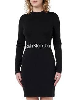 Calvin Klein Jeans Damen Kleid Logo Elastic Milano Ls Dress Langarm, Schwarz (Ck Black), M von Calvin Klein Jeans