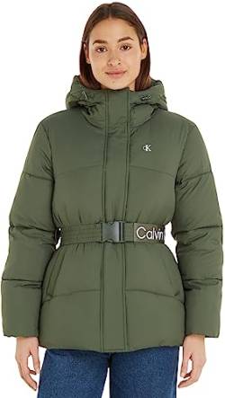 Calvin Klein Jeans Damen Logo Belt Short Puffer J20J221896 Gepolsterte Jacken, Grün (Thyme), S von Calvin Klein Jeans