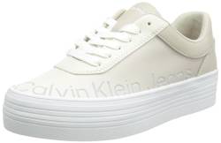 Calvin Klein Jeans Damen Plateau Sneaker Bold Vulcanized Flatform Low Leder, Beige (Eggshell/Creamy White), 39 EU von Calvin Klein Jeans