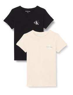 Calvin Klein Jeans Damen Plus 2-Pack MONOLOGO Slim Tee J20J222488 Kurzarm T-Shirts, Schwarz (Ck Black/Putty Beige), 4XL von Calvin Klein Jeans