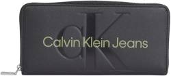 Calvin Klein Jeans Damen Portemonnaie Sculpted Zip Around Mono mit Münzfach, Schwarz (Black/Dark Juniper), Einheitsgröße von Calvin Klein Jeans
