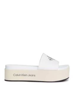 Calvin Klein Jeans Damen Sandalen Flatform Plateau, Weiß (Creamy White/Bright White), 37 von Calvin Klein Jeans