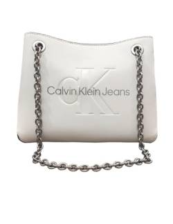 Calvin Klein Jeans Damen Sculpted Shoulder BAG24 Mono K60K607831 Taschen, Weiß (White/Silver Logo) von Calvin Klein Jeans