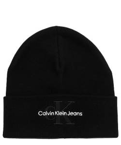 Calvin Klein Jeans Damen Strickmütze Monogram Beanie Wintermütze, Schwarz (Black), Onesize von Calvin Klein Jeans
