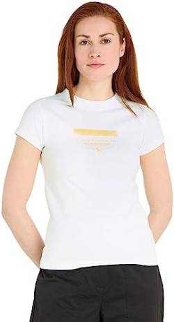 Calvin Klein Jeans Damen Stripe Logo MODERN Straight Tee J20J222039 Kurzarm T-Shirts, Weiß (Bright White), XL von Calvin Klein Jeans