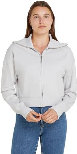 Calvin Klein Jeans Damen Sweatshirt mit Reißverschluss Diffused Monologo Zipper, Grau (Lunar Rock), M von Calvin Klein Jeans