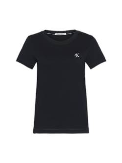 Calvin Klein Jeans Damen T-Shirt Kurzarm Ck Embroidery Rundhalsausschnitt, Schwarz (Ck Black), L von Calvin Klein Jeans