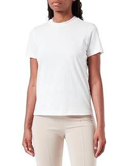 Calvin Klein Jeans Damen T-Shirt Kurzarm Embroidered Neckline Rundhalsausschnitt, Weiß (Ivory / Plaza Taupe), XS von Calvin Klein Jeans