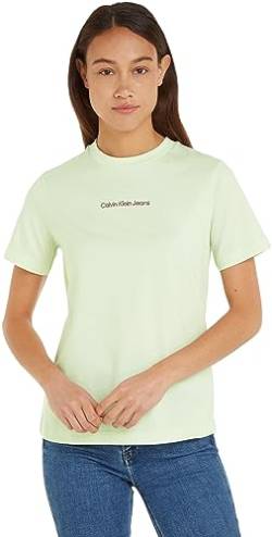 Calvin Klein Jeans Damen T-Shirt Kurzarm Institutional Straight Rundhalsausschnitt, Grün (Canary Green / Amaranth), 3XL von Calvin Klein Jeans