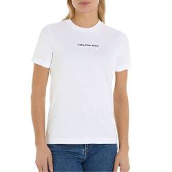 Calvin Klein Jeans Damen T-Shirt Kurzarm Institutional Straight Rundhalsausschnitt, Weiß (Bright White), XL von Calvin Klein Jeans