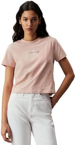 Calvin Klein Jeans Damen T-Shirt Kurzarm Monologo Baby Rundhalsausschnitt, Rosa (Sepia Rose), S von Calvin Klein Jeans