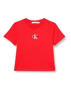 Calvin Klein Jeans Damen T-Shirt Kurzarm Monologo Baby Rundhalsausschnitt, Rot (Fiery Red), XL von Calvin Klein Jeans