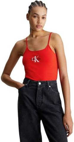 Calvin Klein Jeans Damen Tank Tops Strappy Tank Top Slim Fit, Rot (Fiery Red), S von Calvin Klein Jeans