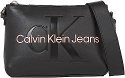 Calvin Klein Jeans Damen Umhängetasche Klein, Schwarz (Black With Rose), Onesize von Calvin Klein Jeans