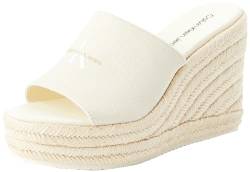 Calvin Klein Jeans Damen Wedge Espadrilles Slide aus Canvas, Elfenbein (Creamy White), 38 von Calvin Klein Jeans