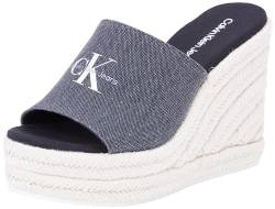 Calvin Klein Jeans Damen Wedge Espadrilles Slide aus Canvas, Mehrfarbig (Black Salt And Pepper), 40 von Calvin Klein Jeans