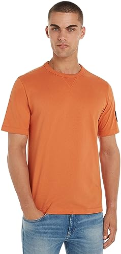 Calvin Klein Jeans Herren Badge Regular Tee J30J323484 Kurzarm Strickoberteile, Orange (Burnt Clay), XXS von Calvin Klein Jeans