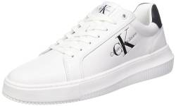 Calvin Klein Jeans Herren Chunky Cupsole Mono LTH YM0YM00681 Turnschuhe, Weiß (White/Black), 43 EU von Calvin Klein Jeans