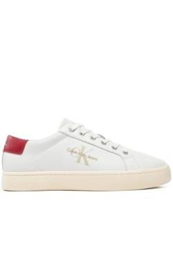 Calvin Klein Jeans Herren Cupsole Sneaker mit Logo, Weiß (Bright White/Creamy White/Garnet), 42 von Calvin Klein Jeans