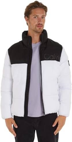 Calvin Klein Jeans Herren Daunenjacke Blocking Puffer Winterjacke, Weiß (Bright White), S von Calvin Klein Jeans