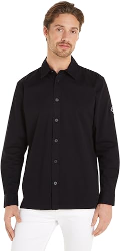 Calvin Klein Jeans Herren Hemd Badge Shirt Freizeithemd, Schwarz (Ck Black), XL von Calvin Klein Jeans