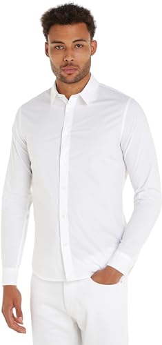 Calvin Klein Jeans Herren Hemd Slim Stretch Shirt Langarm, Weiß (Bright White), XXL von Calvin Klein Jeans