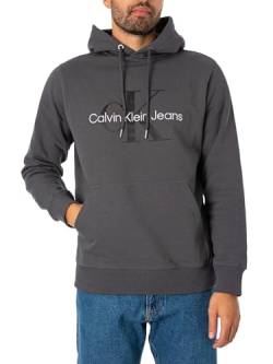 Calvin Klein Jeans Herren Hoodie Seasonal Monologo Regular Hoodie mit Kapuze, Grau (Dark Grey), XXXL von Calvin Klein Jeans
