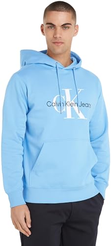 Calvin Klein Jeans Herren Hoodie Seasonal Monologo Regular mit Kapuze, Blau (Dusk Blue), XXL von Calvin Klein Jeans