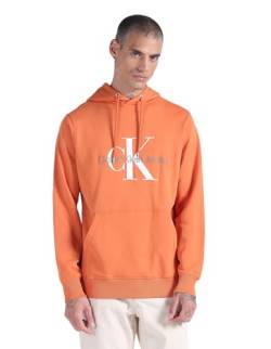 Calvin Klein Jeans Herren Hoodie Seasonal Monologo Regular mit Kapuze, Orange (Burnt Clay), 3XL von Calvin Klein Jeans