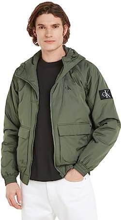 Calvin Klein Jeans Herren Jacke Padded Hooded Harrington Übergangsjacke, Grün (Thyme), S von Calvin Klein Jeans