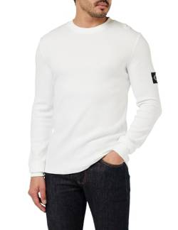 Calvin Klein Jeans Herren Langarmshirt Badge Waffle LS Tee Basic, Weiß (Bright White), XXS von Calvin Klein Jeans