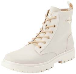 Calvin Klein Jeans Herren Mid Boot Stiefel Eva Boot Mid Laceup Mix Ml Sat Schnürung, Beige (Eggshell/Creamy White), 44 EU von Calvin Klein Jeans