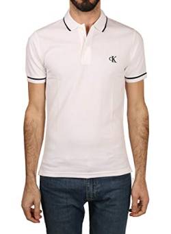 Calvin Klein Jeans Herren Poloshirt Kurzarm, Weiß (Bright White), XS von Calvin Klein Jeans